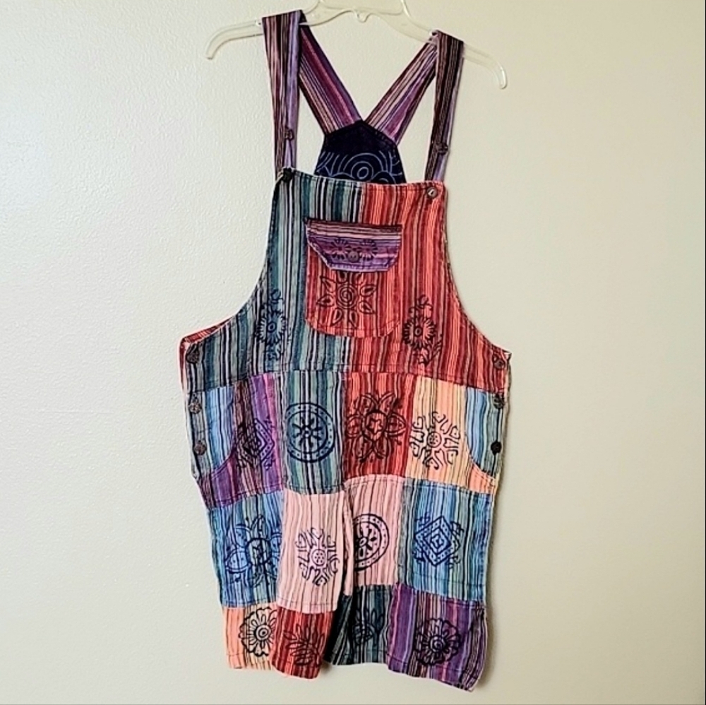 Tenzin Patchwork Tribal Boho Romper Beach Vacation Travel - Size L/XL
